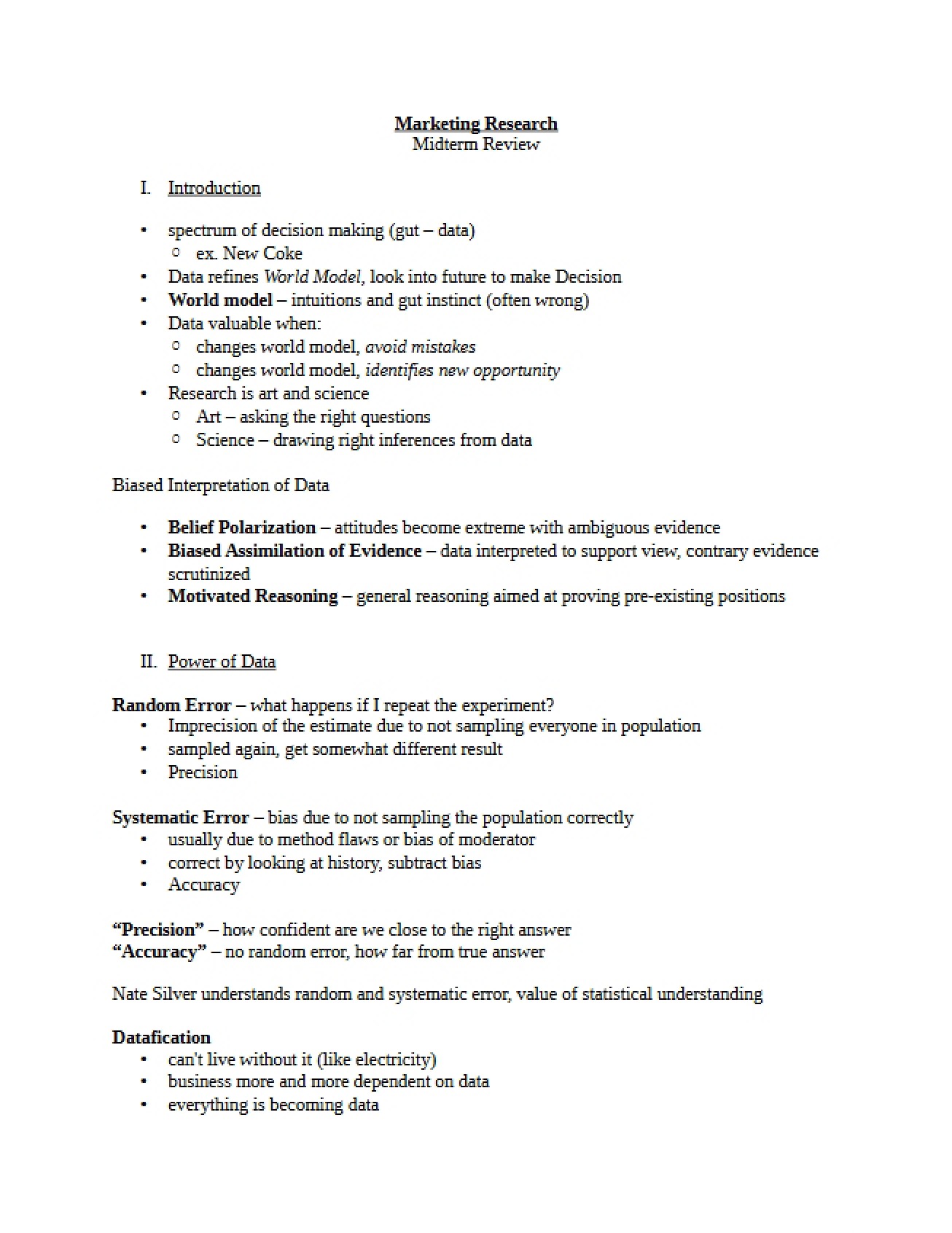 Exam One - Self Review