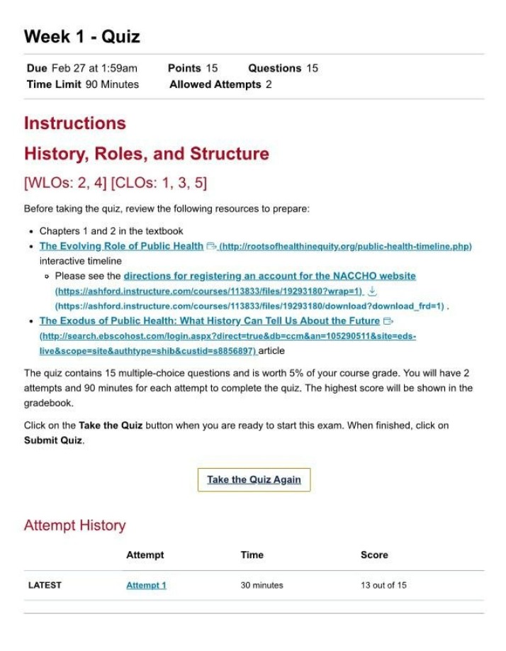 HCA415 Week 1 Quiz Document