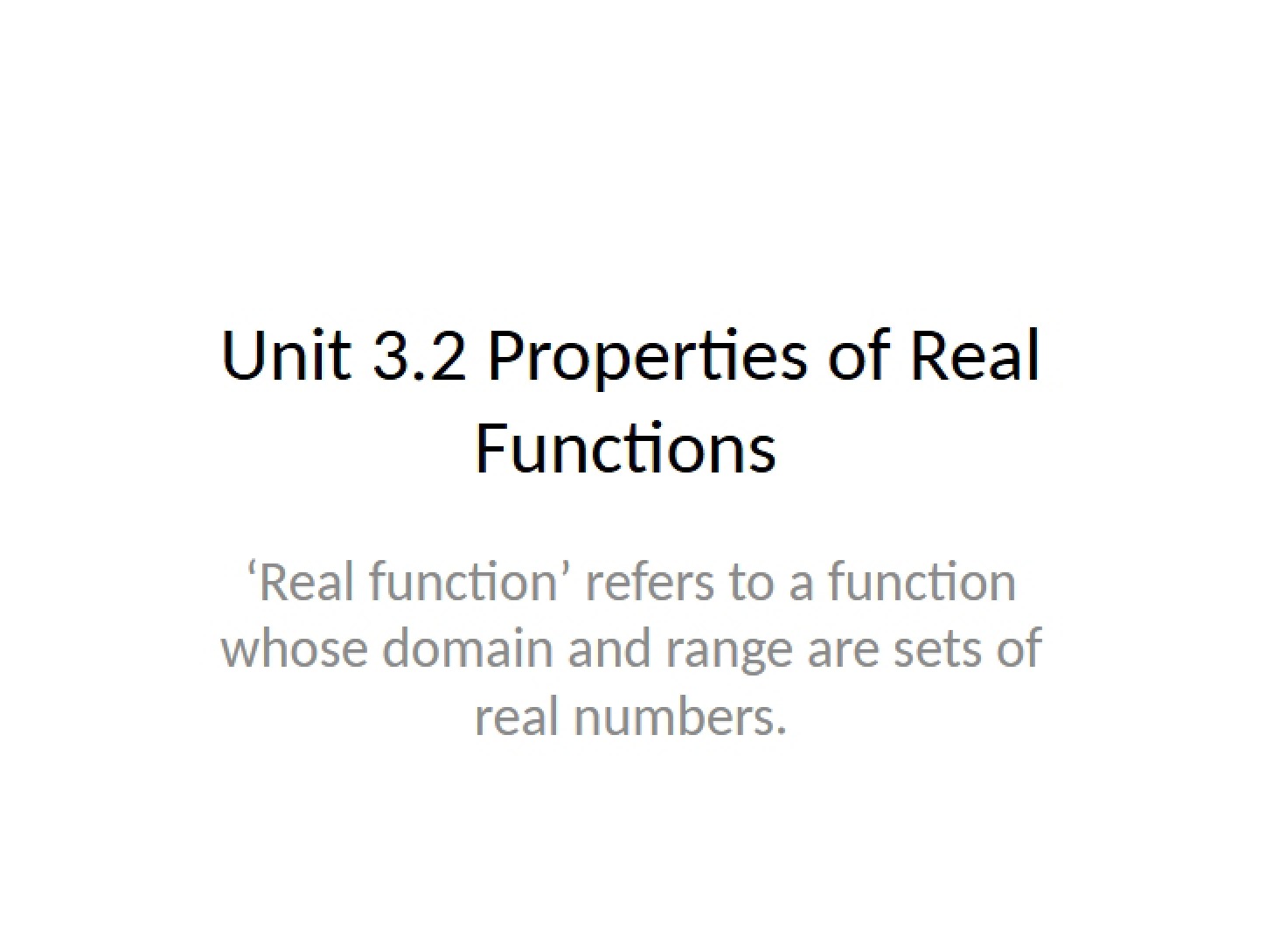 Real Function Characteristics