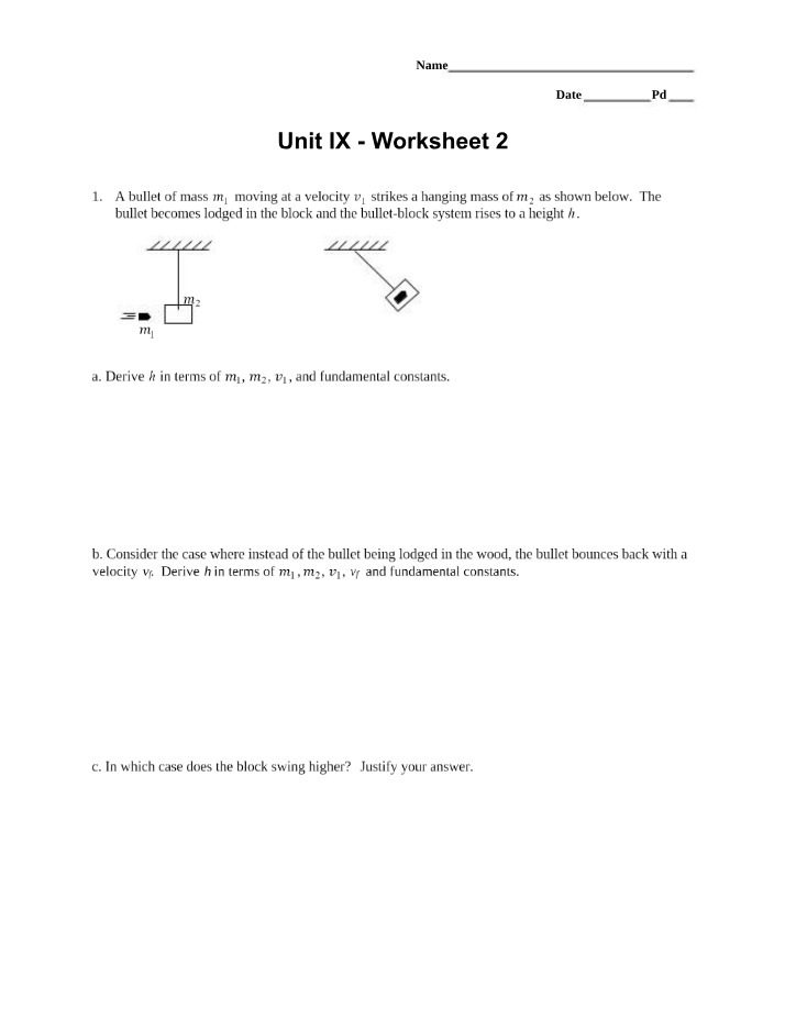 Worksheet 2 - Unit IX