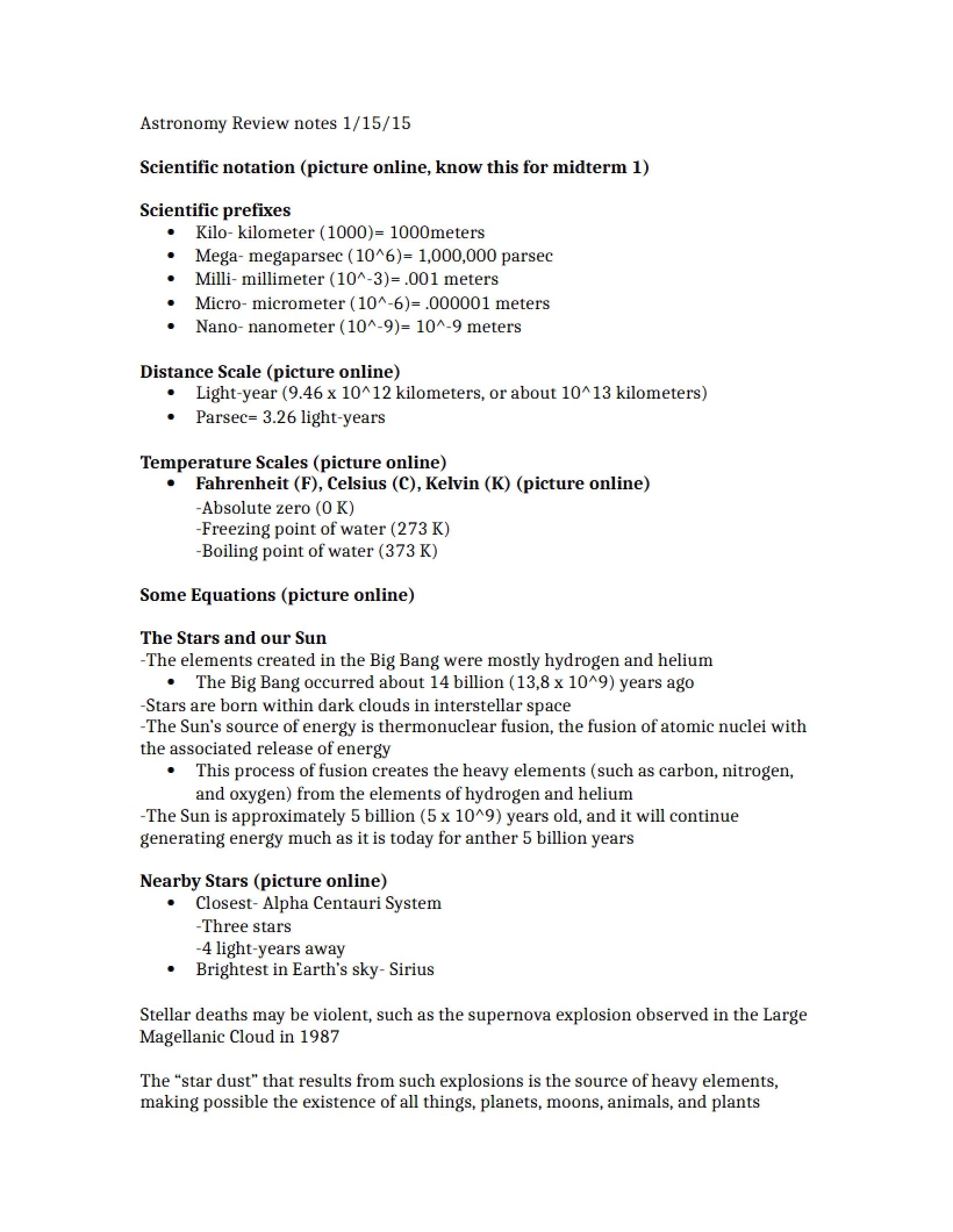Lecture Notes from Jan 15, 2015