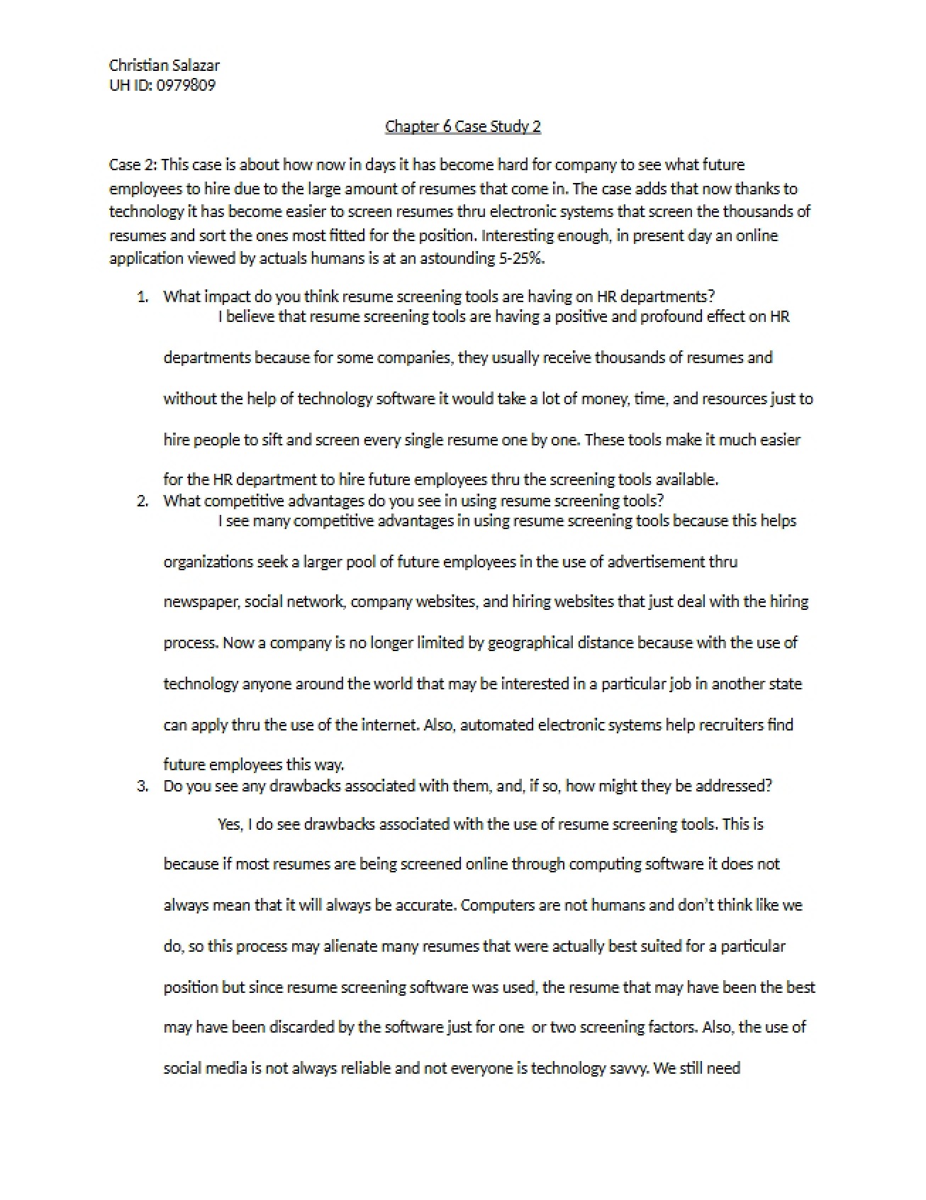 Second Case Study Ch 6
