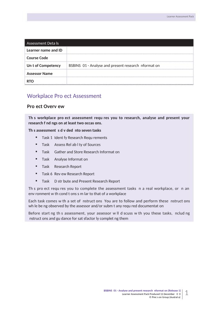 Assessment Task 2 for BSBINS401