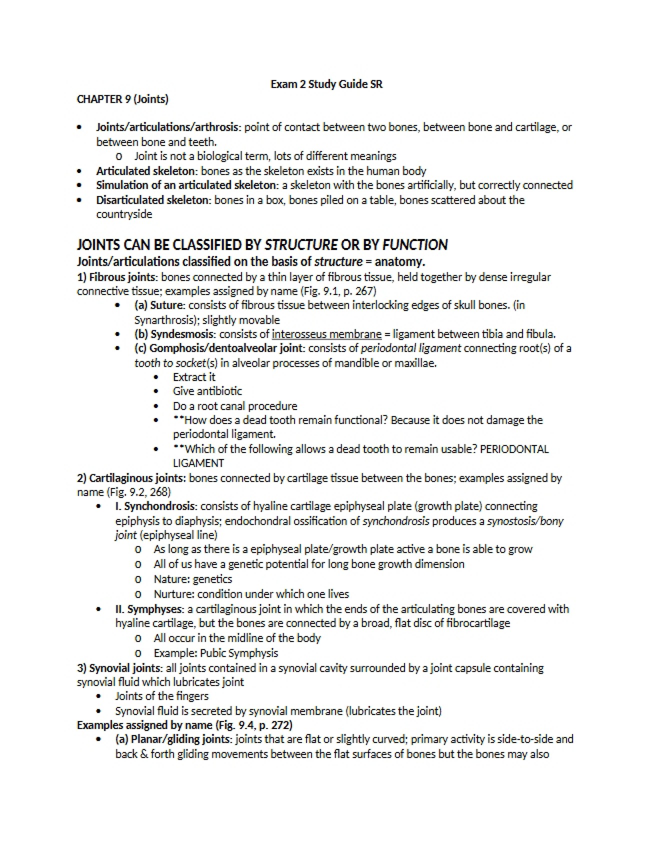 Study Guide for the Second Human Anatomy Exam