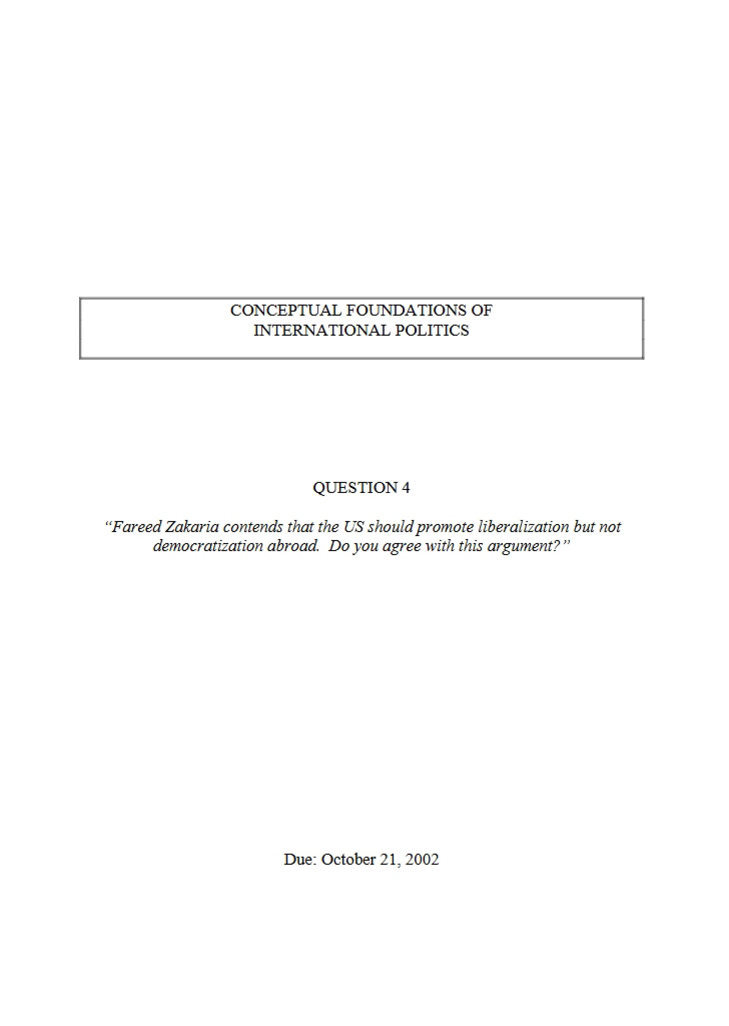 International Politics Conceptual Foundations