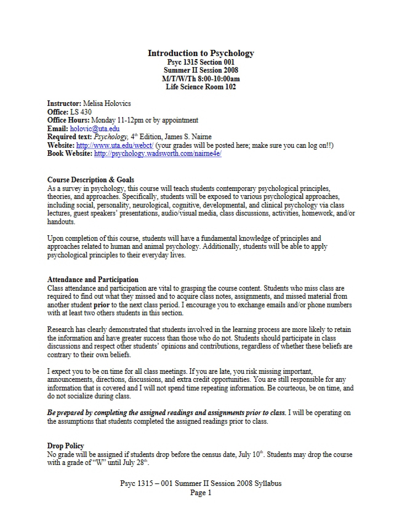 Course Policy Document