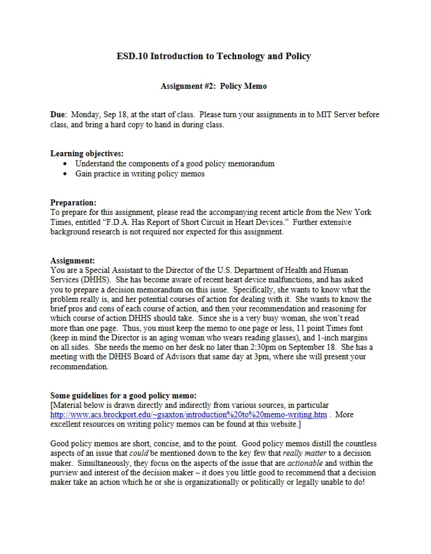 Assignment 2 Introduction to Technology and Policy