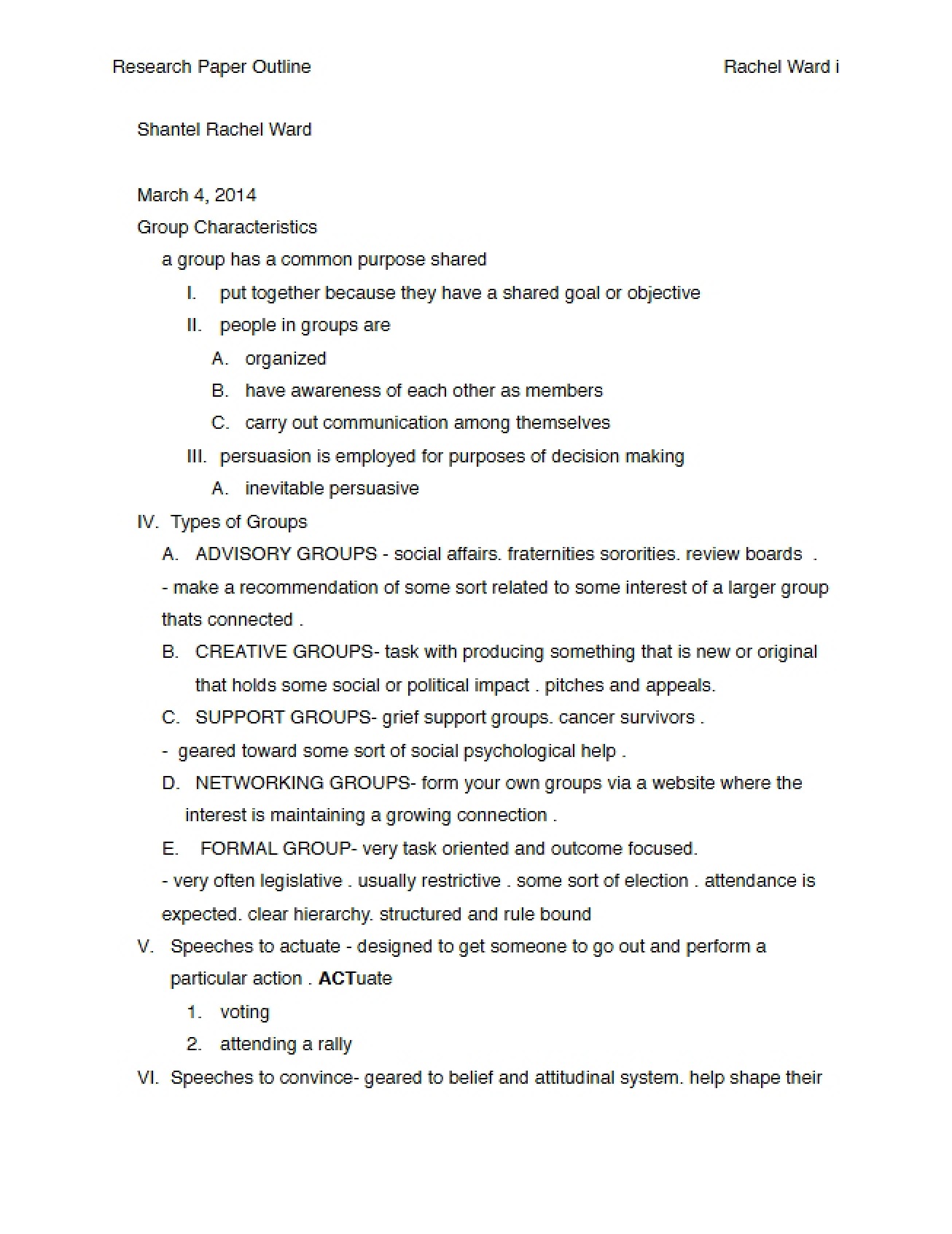 Outline for Research Paper