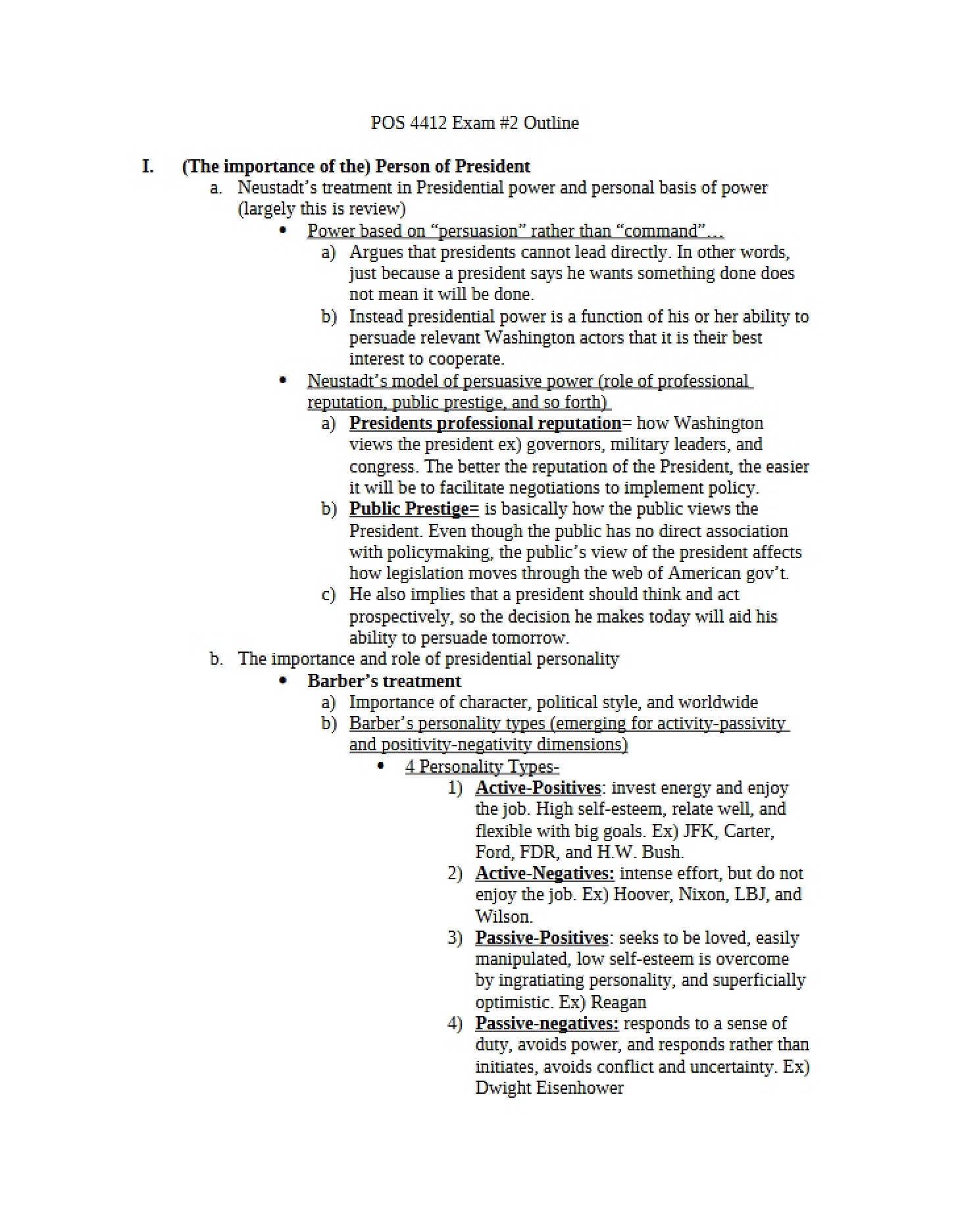 Outline for Exam 2
