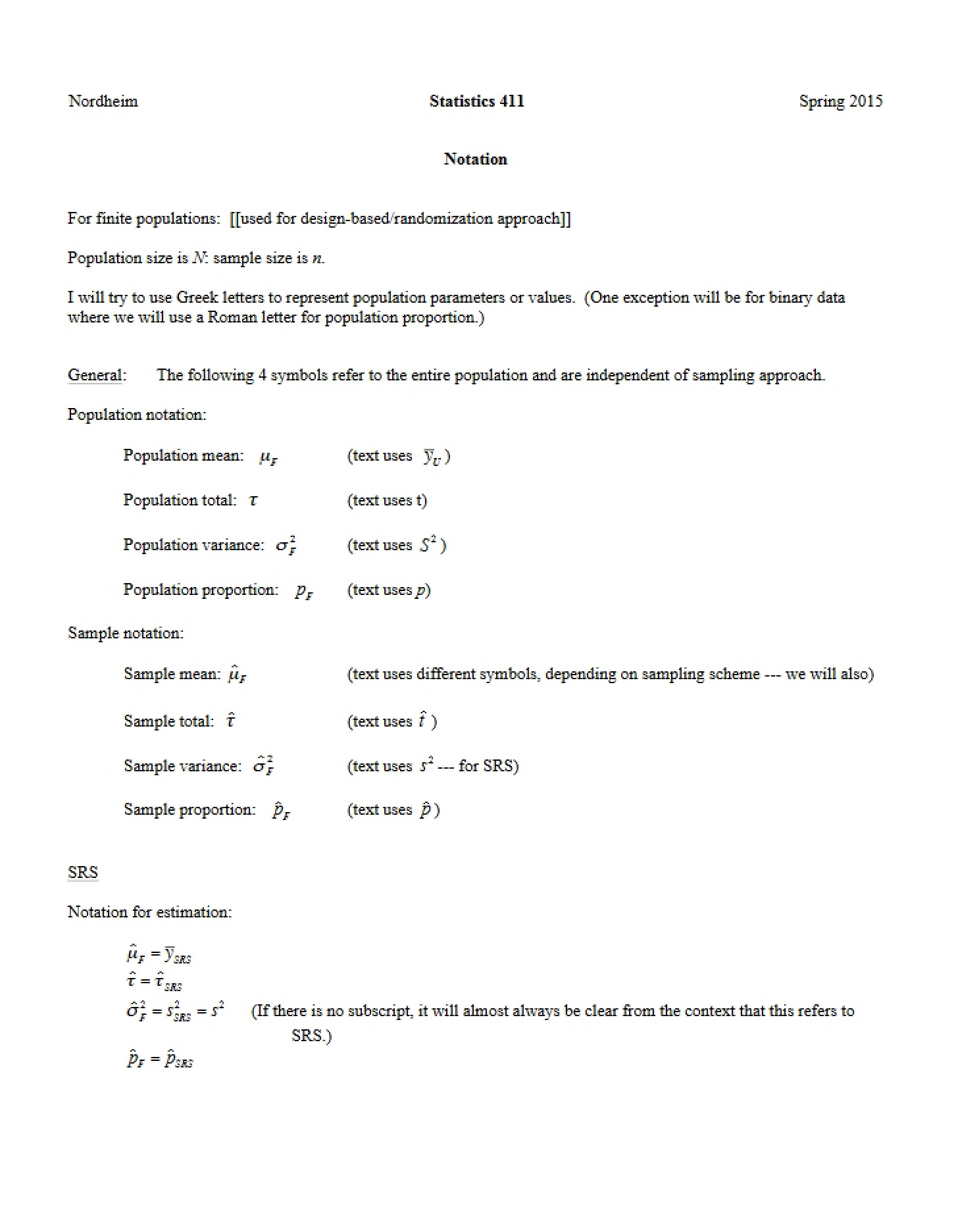 Notation Guide STR and SRS