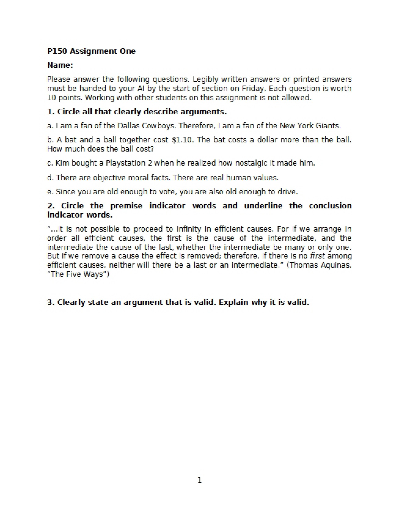 First Assignment