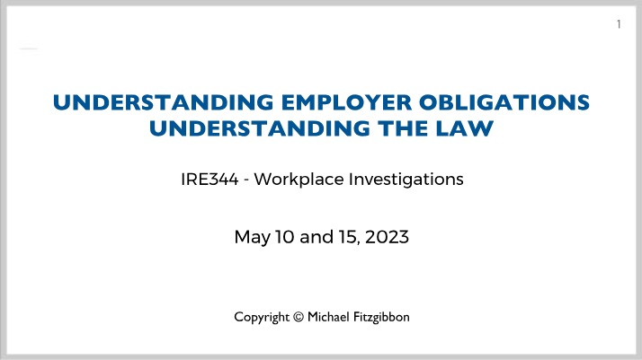 IRE344H1 - Workplace Investigations 2023
