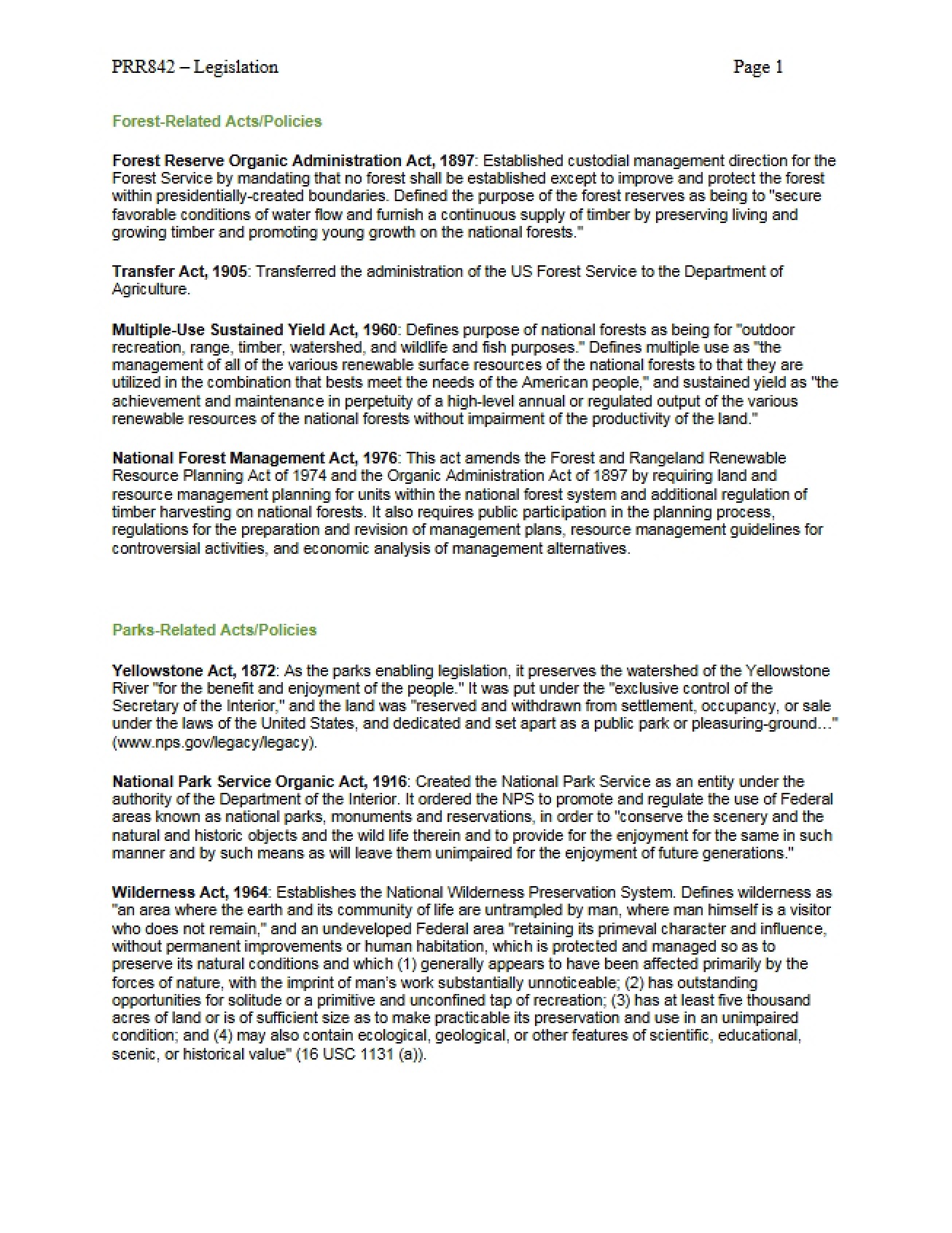 Legislation Overview