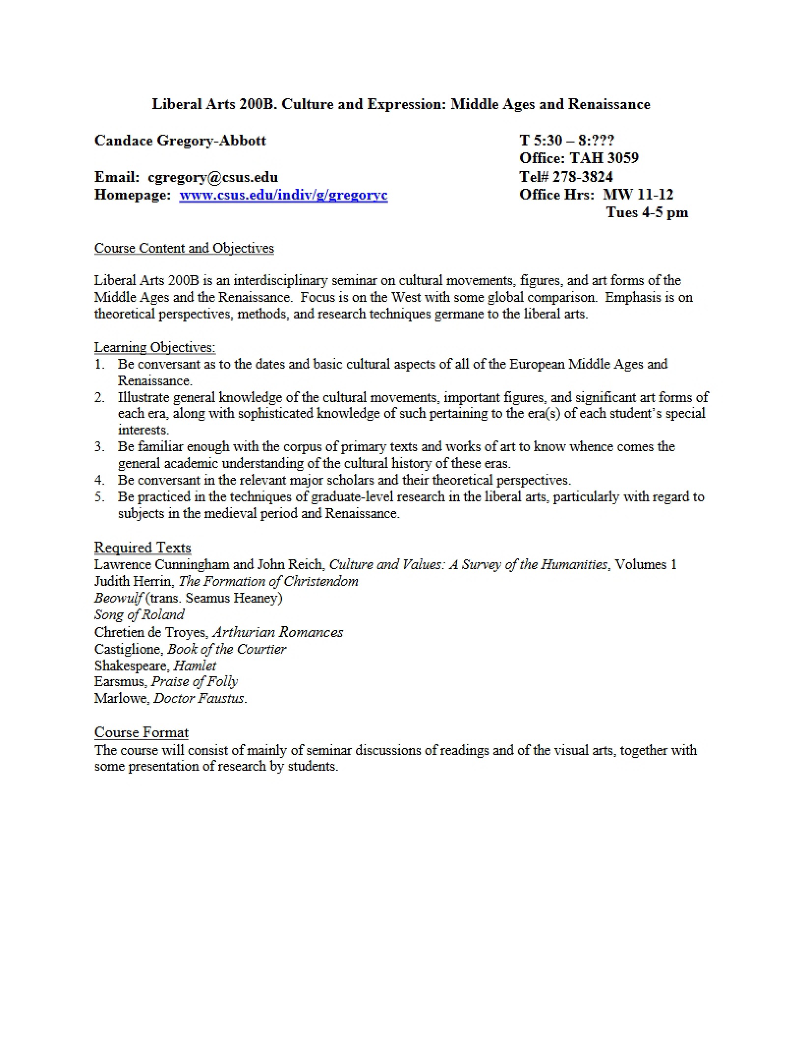 Culture and Expression Syllabus