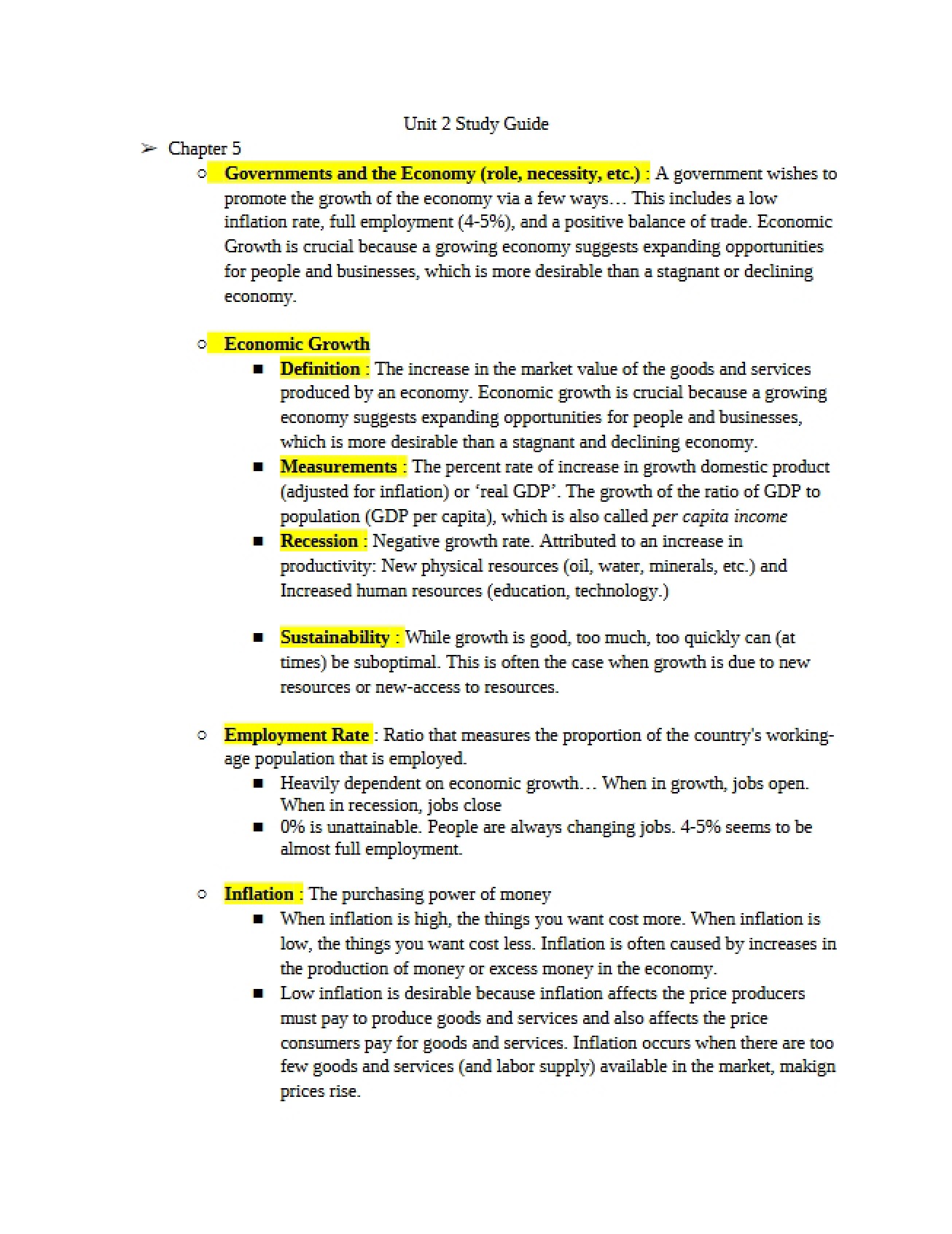 Economy and Governments