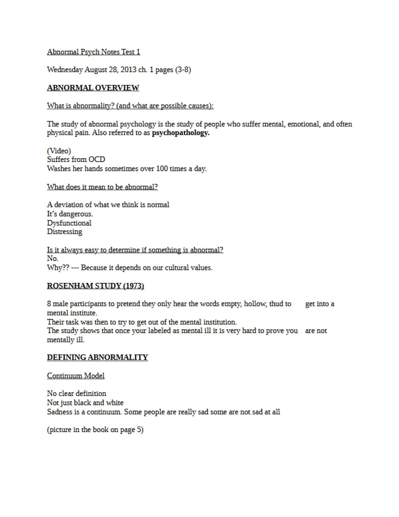 Materials for the First Test
