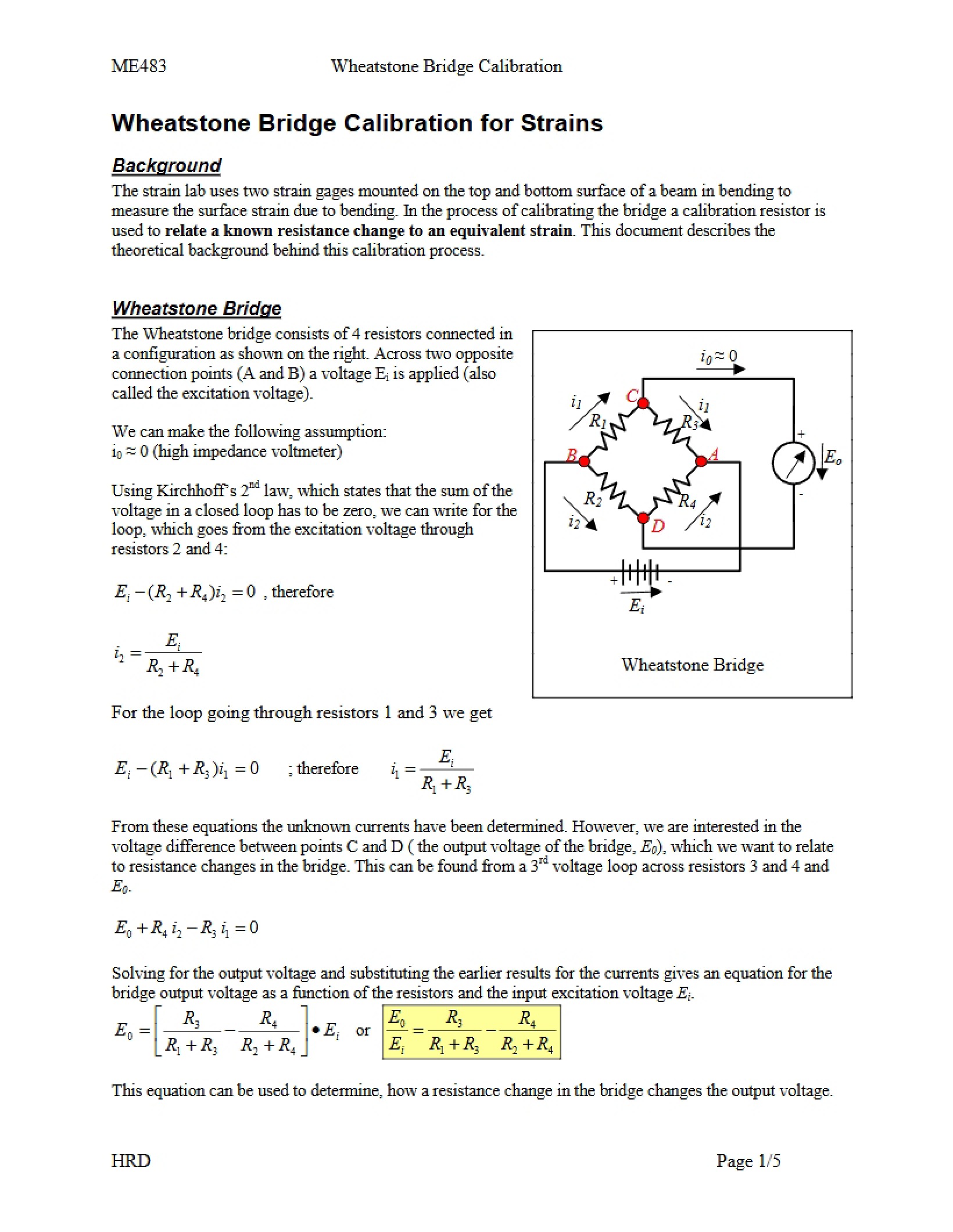 Strain Calibration using Wheatstone Bridge