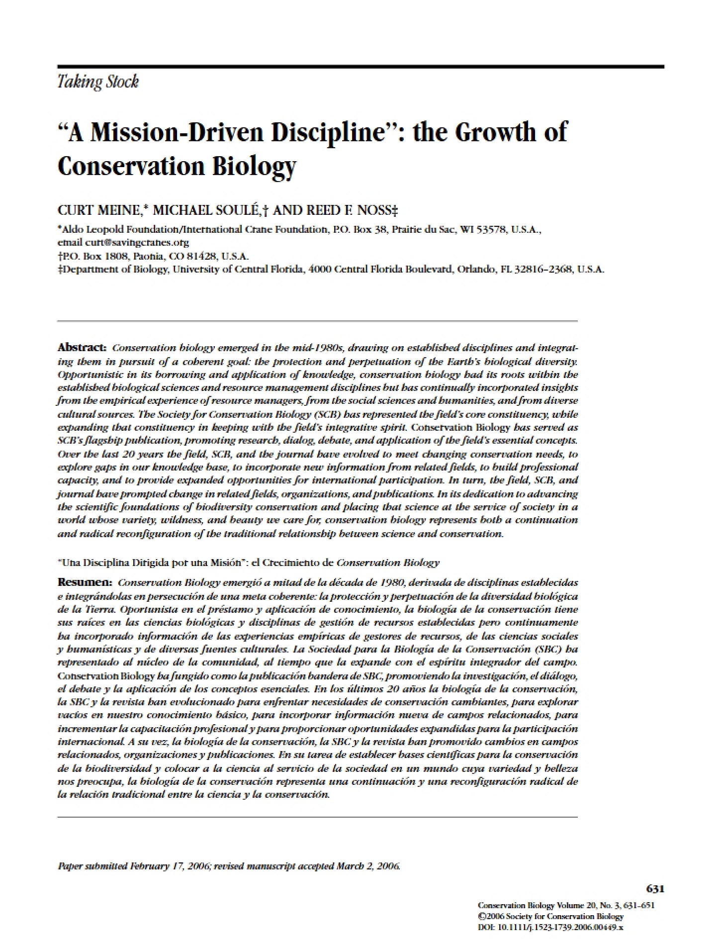 Conservation Biology Growth