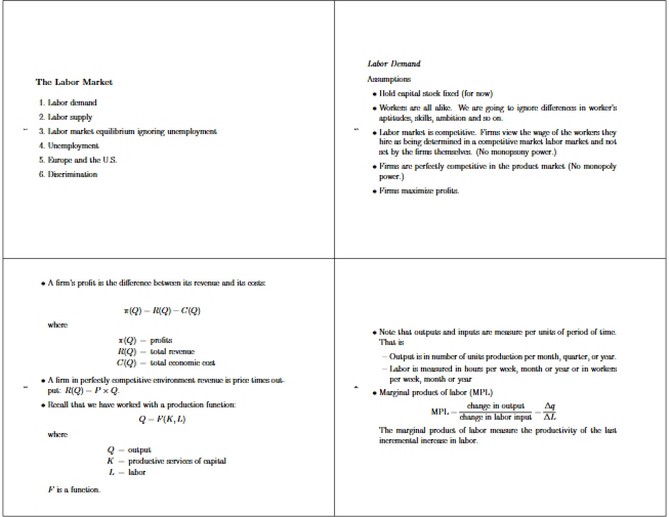 Analysis of Labor Markets
