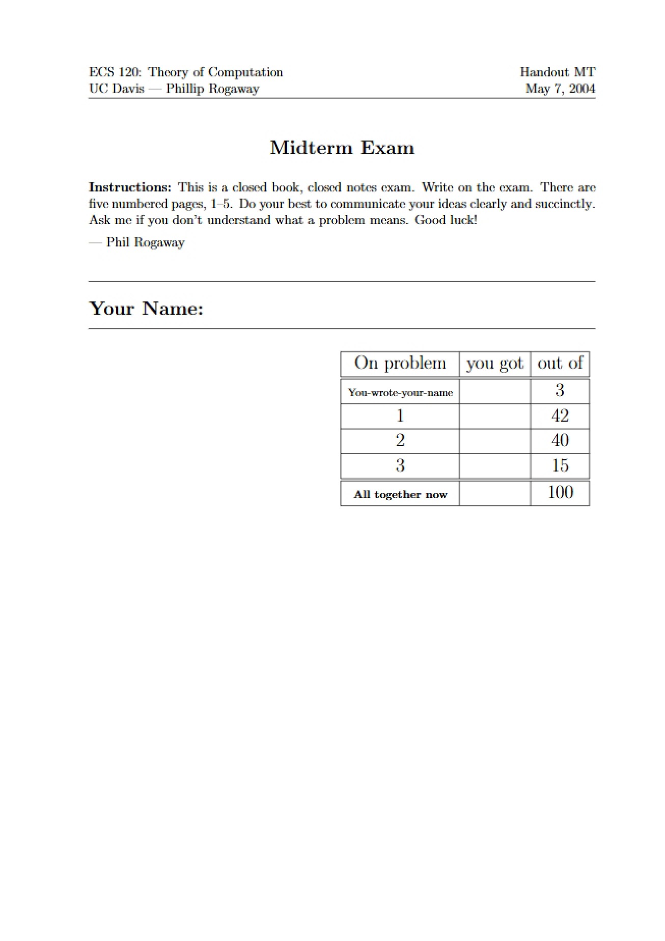 Course Midterm