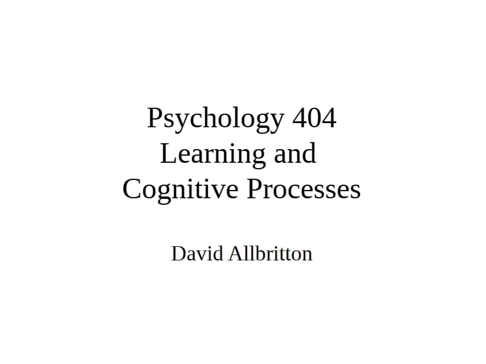 Perception and Cognition Introduction