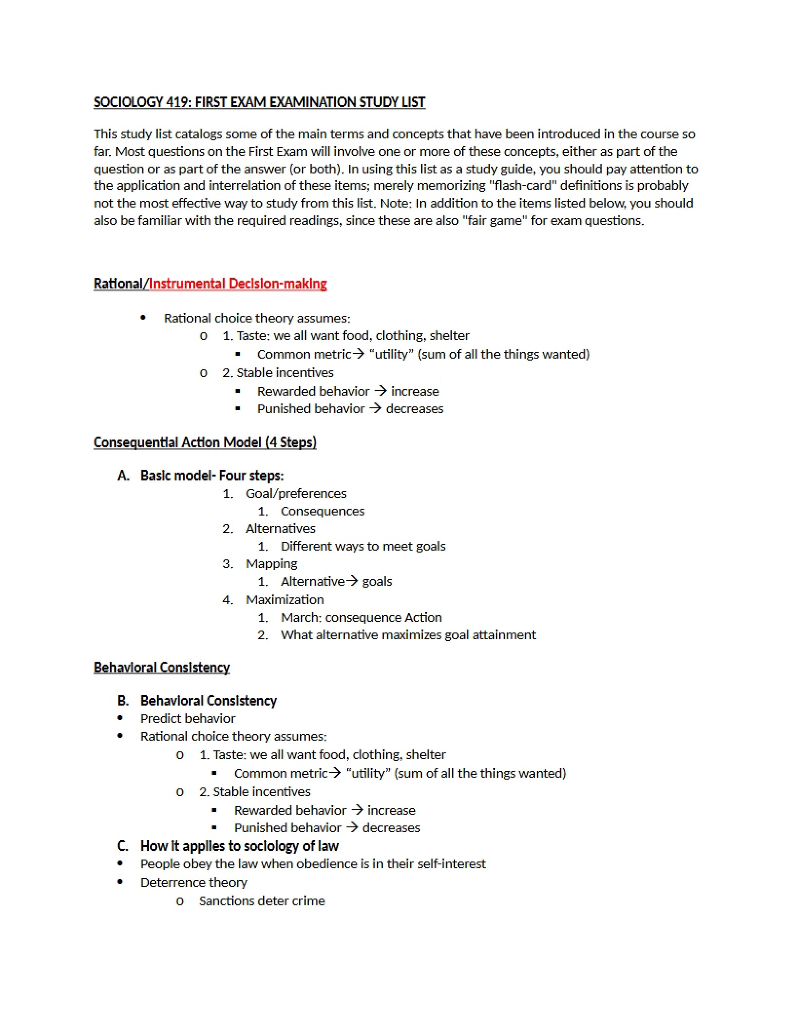 Study Guide for Exam One