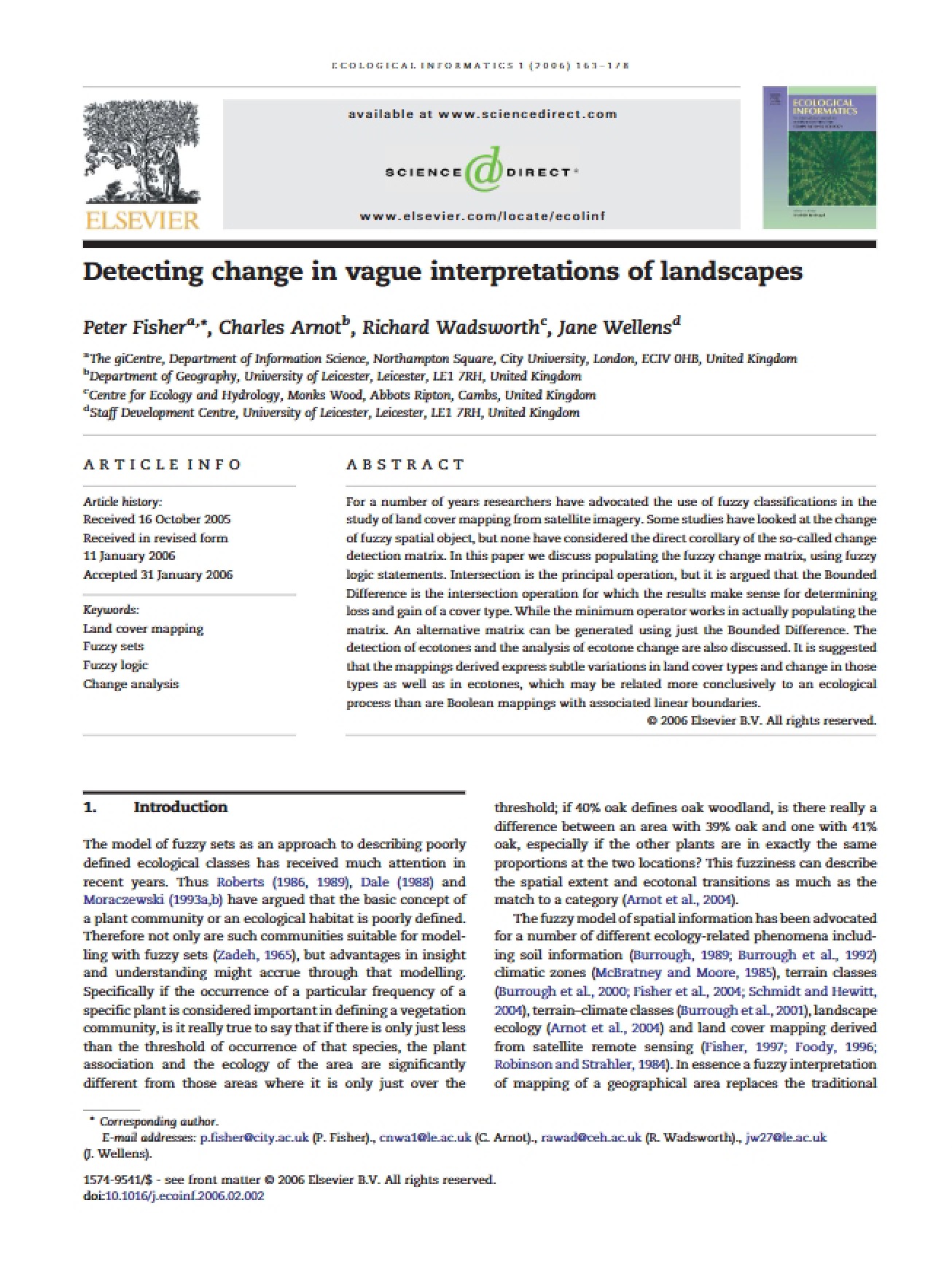 Detecting Change in Vague Landscape Interpretations
