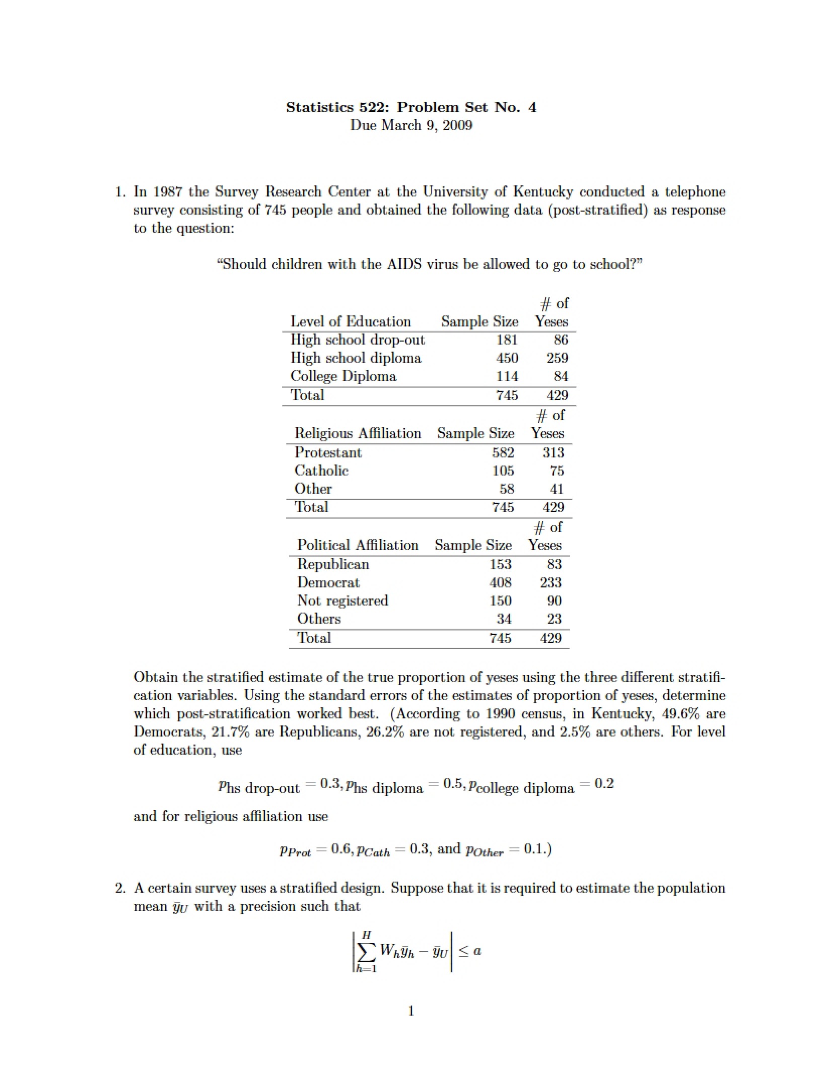 Fourth Problem Set