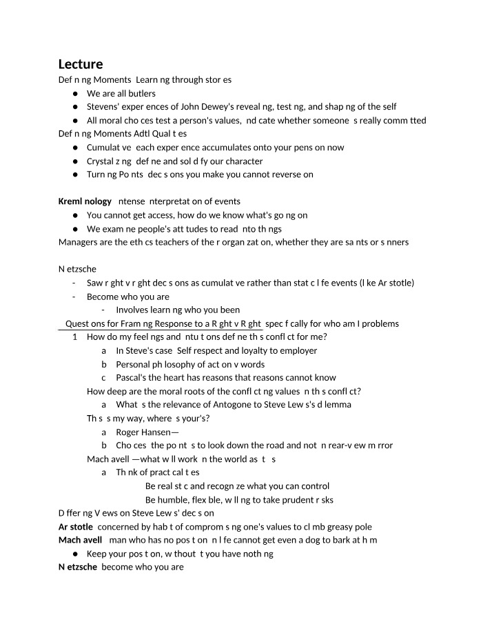 Learning Through Stories and Ethical Dilemmas - Defining Moments
