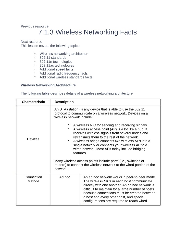 Wireless Networking Architecture - 802.11
