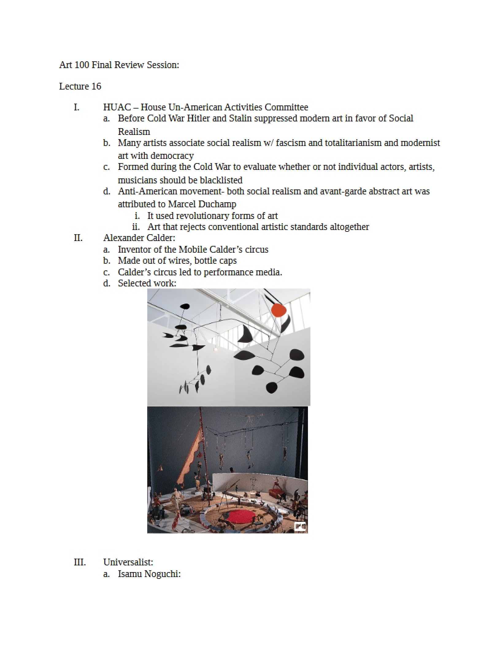 Session for Art 100 Final Review