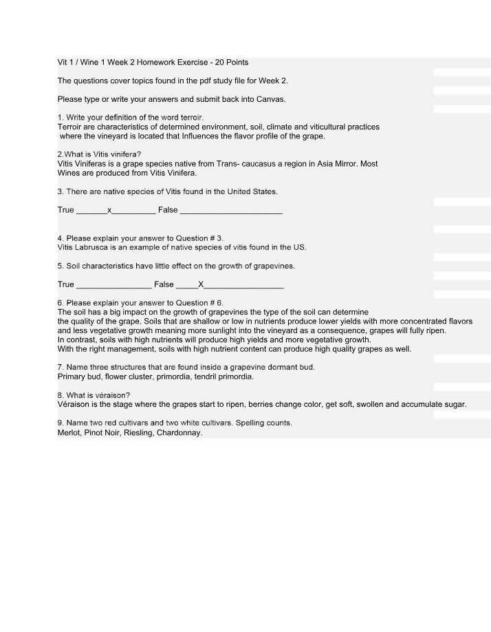 WINE1 Week 2 Homework Exercise