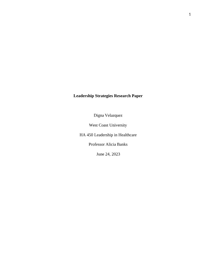 Research Paper on Leadership Strategies
