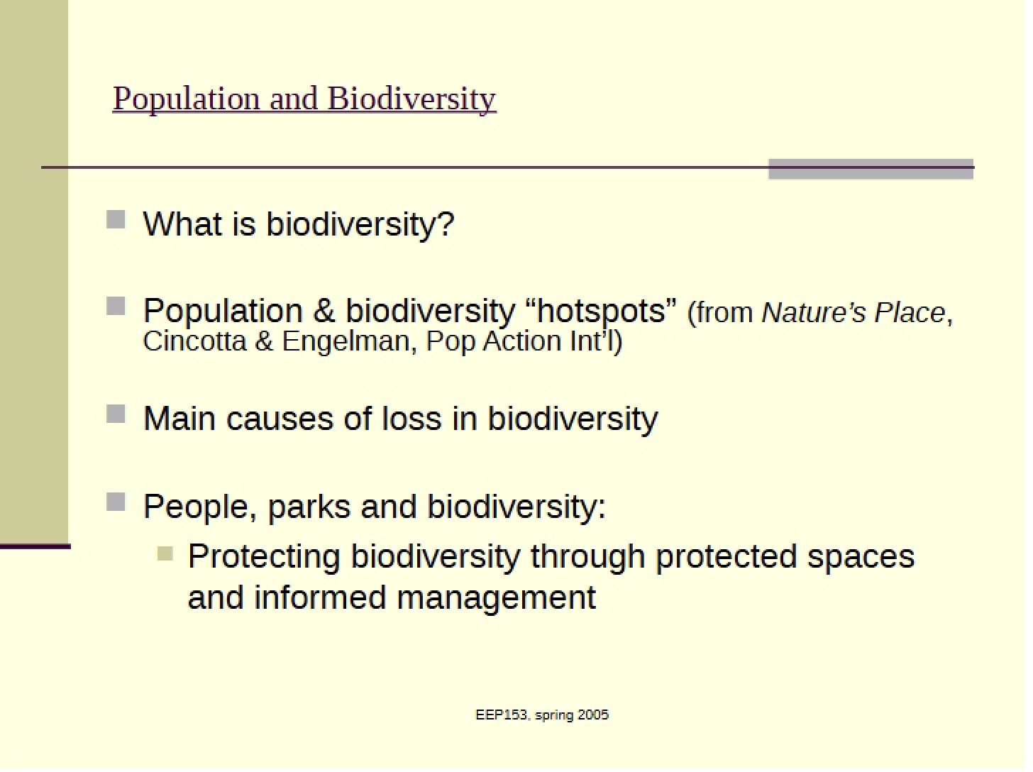 Biodiversity and Demographics