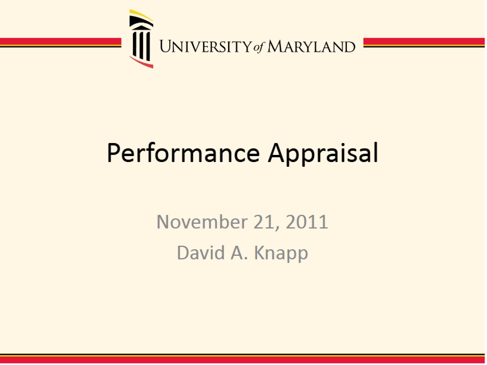 Appraisal of Performance
