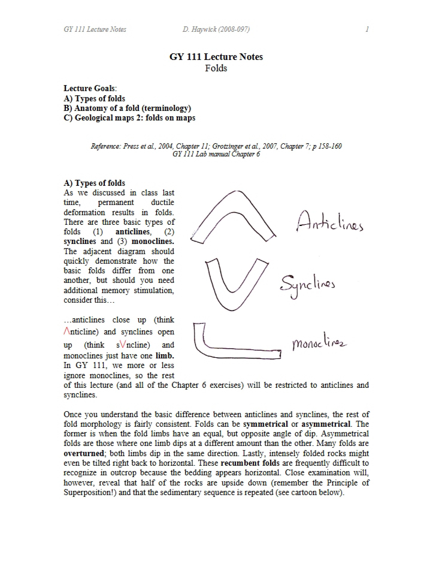 Notes for GY 111 Lectures