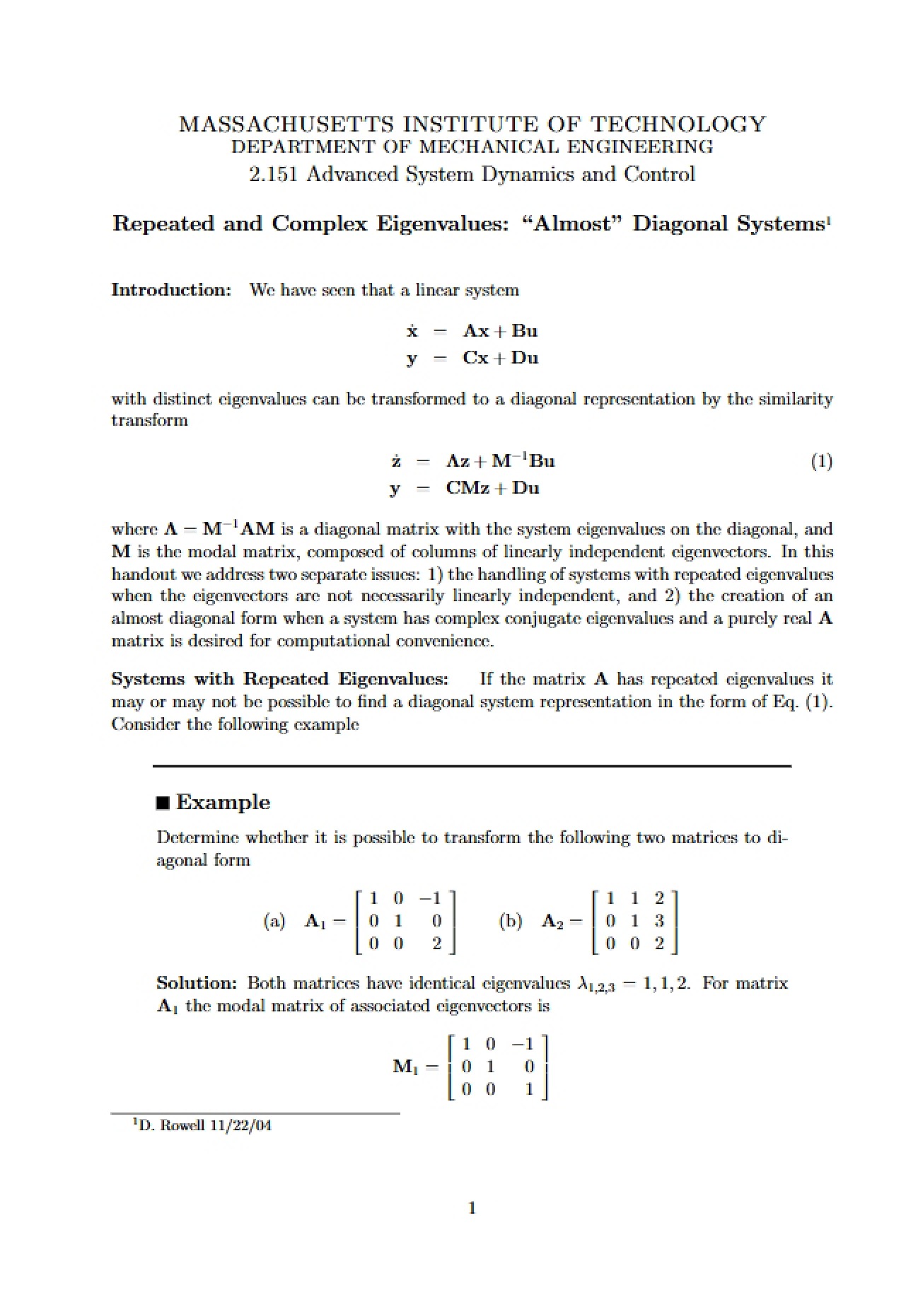 Complex and Repeated Eigenvalues