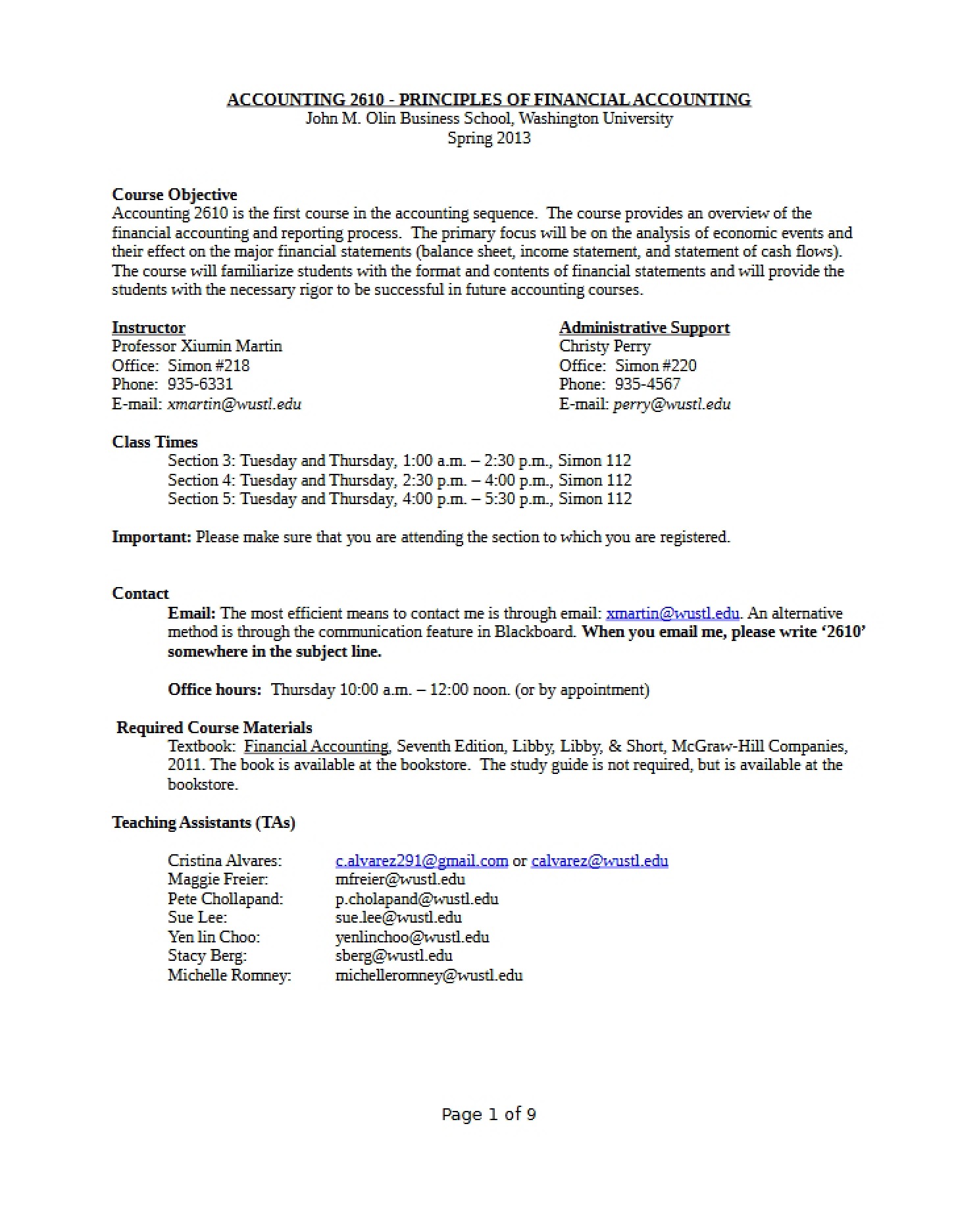 Syllabus for Accounting 2610