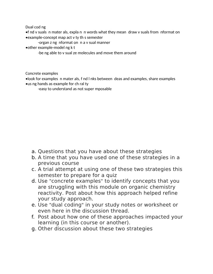 Learning Strategies - Dual Coding and Concrete Examples