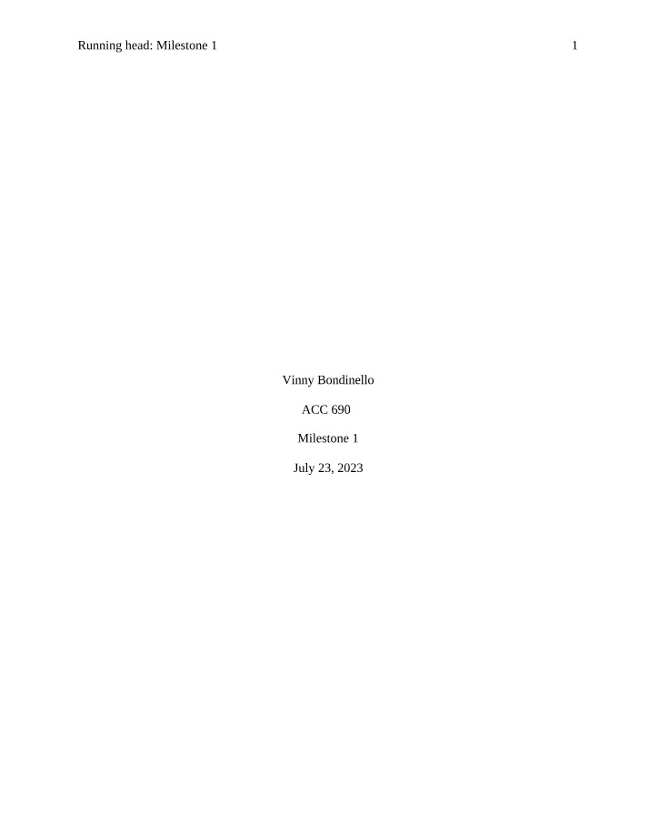 Paper for Milestone 1