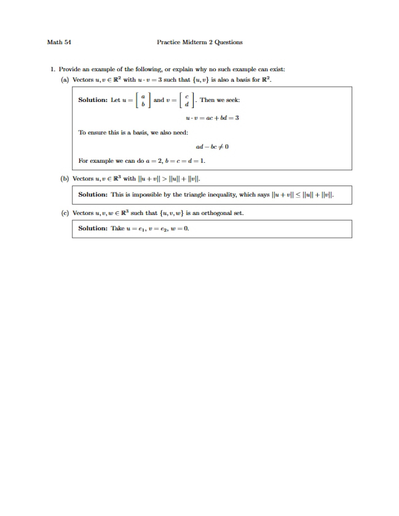 Practice Questions: Midterm Two