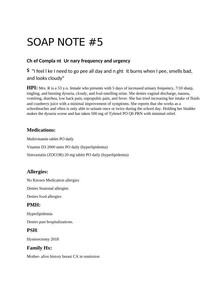 SOAP Note Number 5