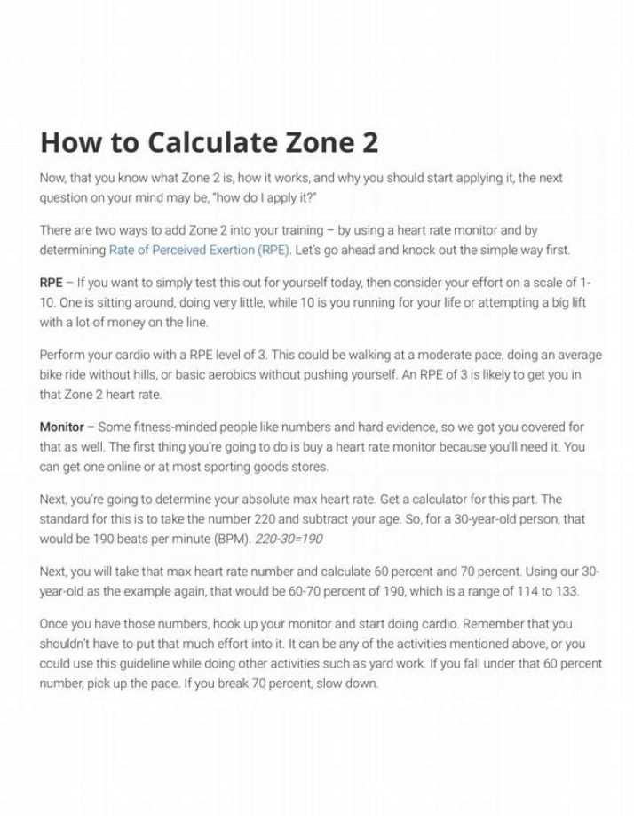 Zone 2 Calculation