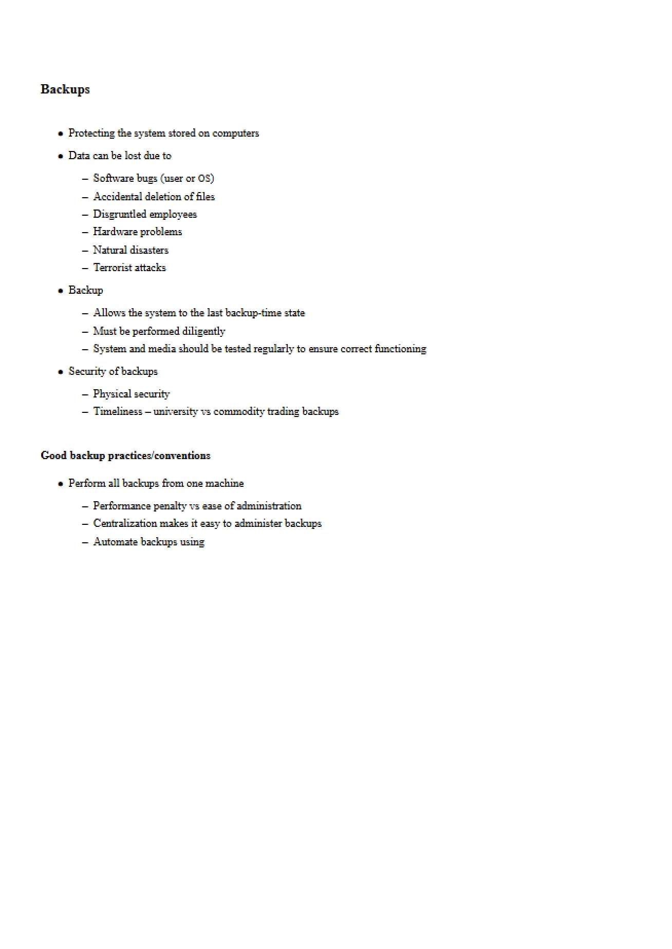 System Backups