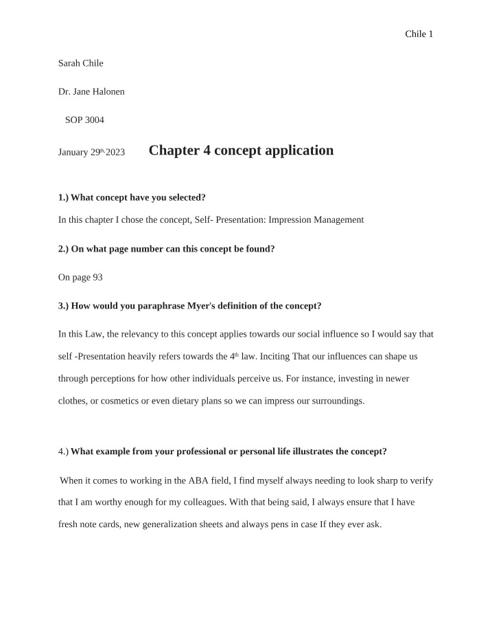 Application of Chapter 4 Concepts