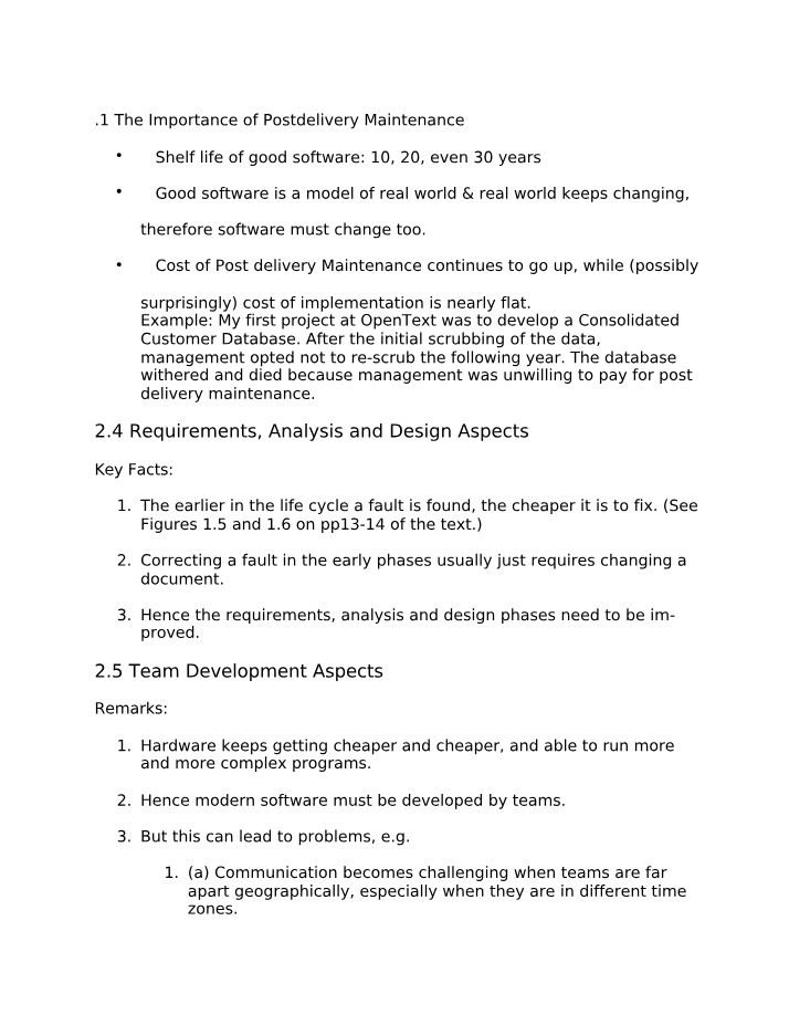 Longevity of Good Postdelivery Maintenance