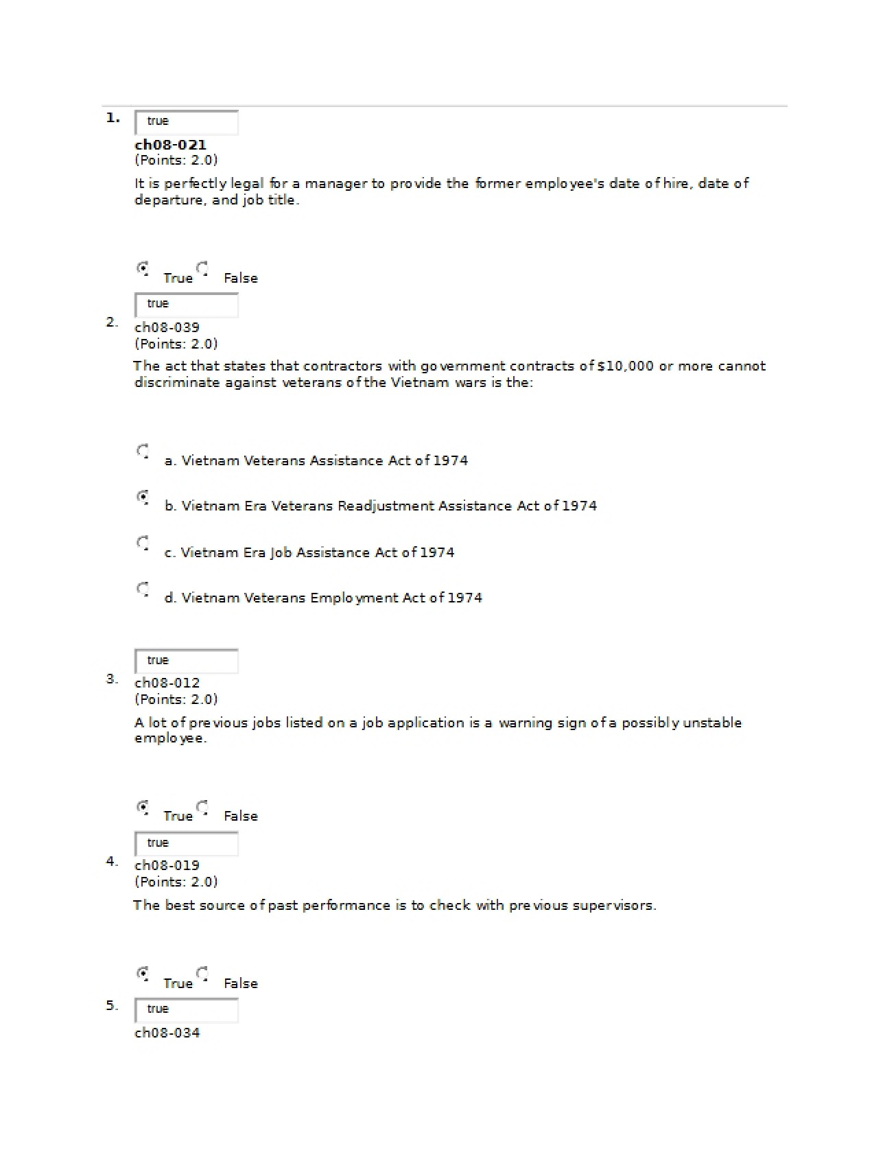 Resort Management Quiz 8