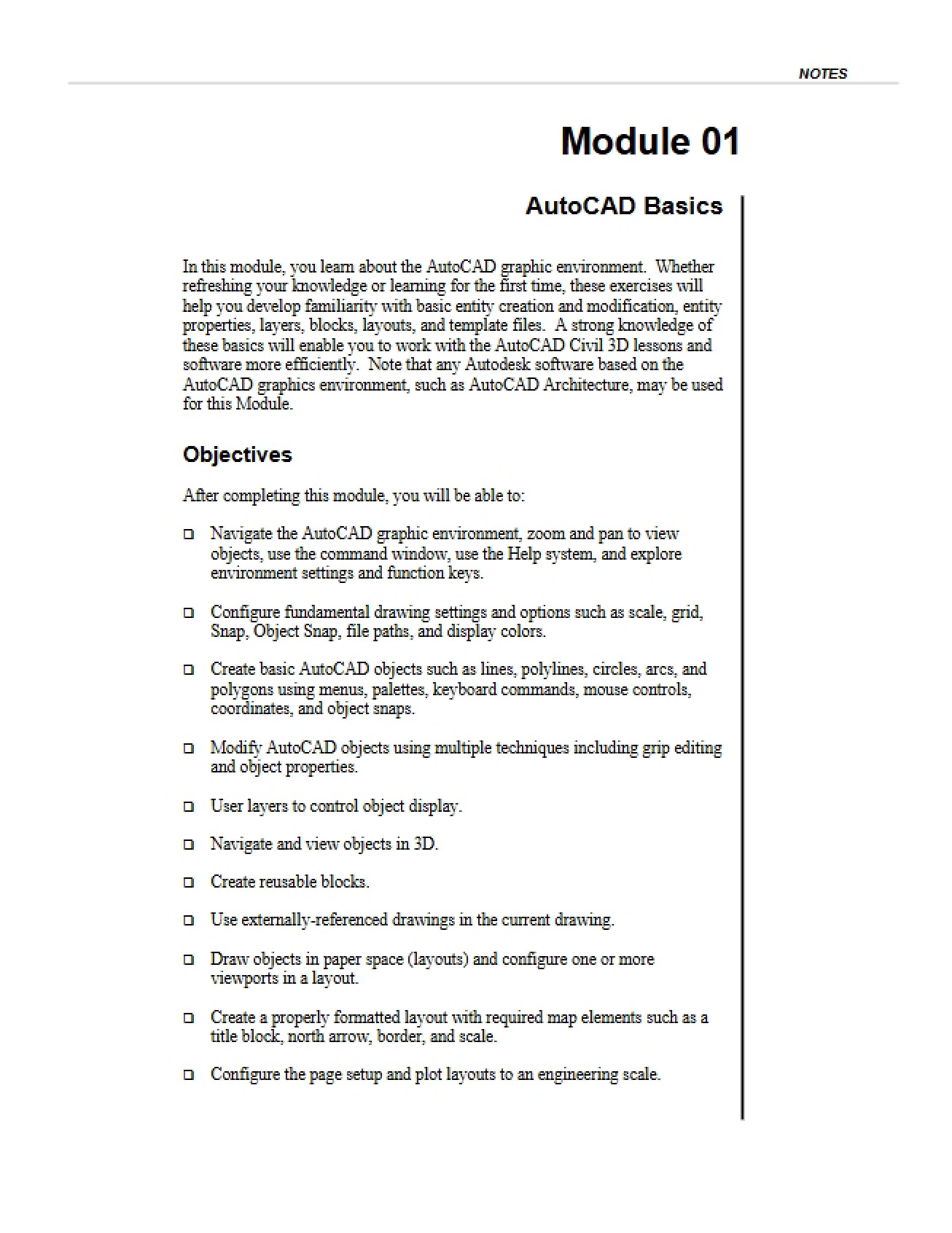 AutoCAD Basics Module 01