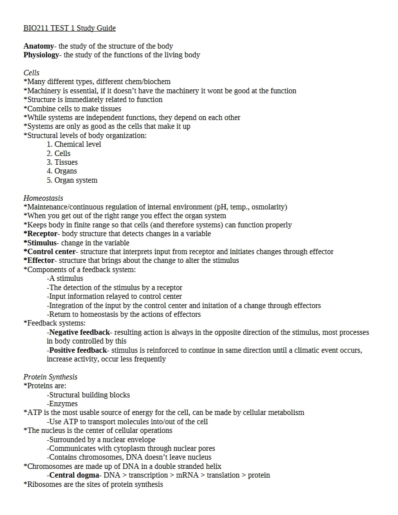 Guide for Test One