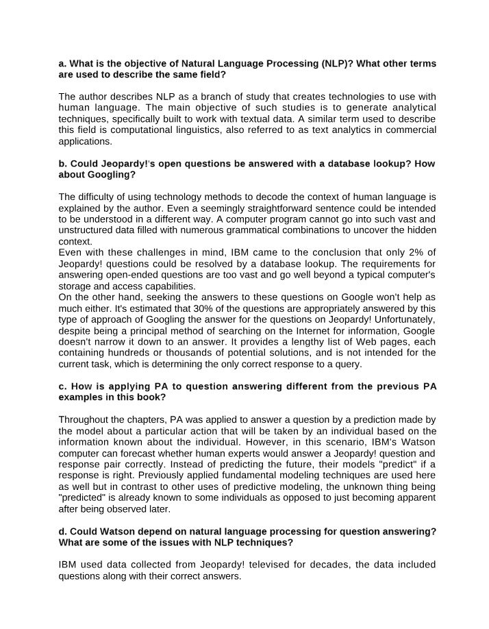 Natural Language Processing in Question Answering Systems